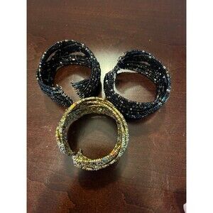 3 twisted beaded bracelets bundle